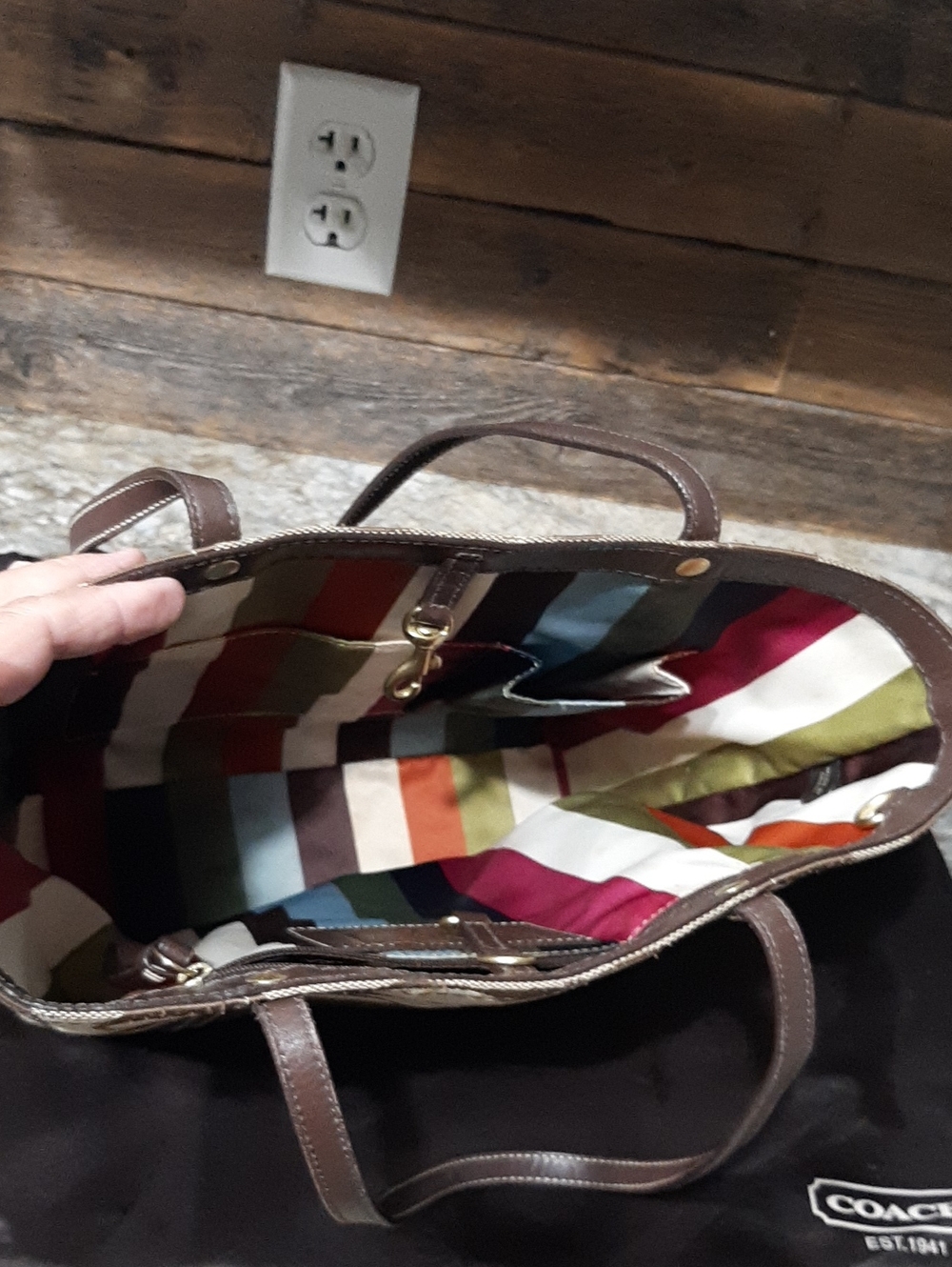 COACH Vintage Signature tote bag, Dust bag included!AUTHENTIC #G0767-11098 - Picture 8 of 14